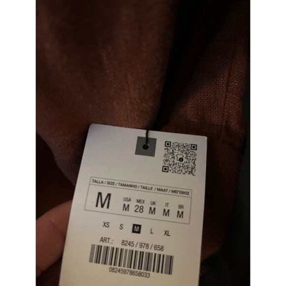 Nwt- Zara LINEN MIDI DRESS WITH BEADS-M - Picture 9 of 9